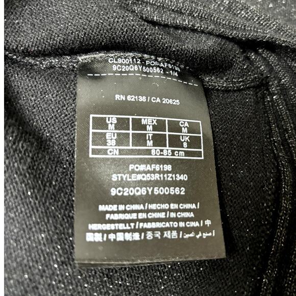 Guess Black Glitter Plunge Zip Wrap Knit Event Evening Holiday Party Sweater M - Picture 5 of 5